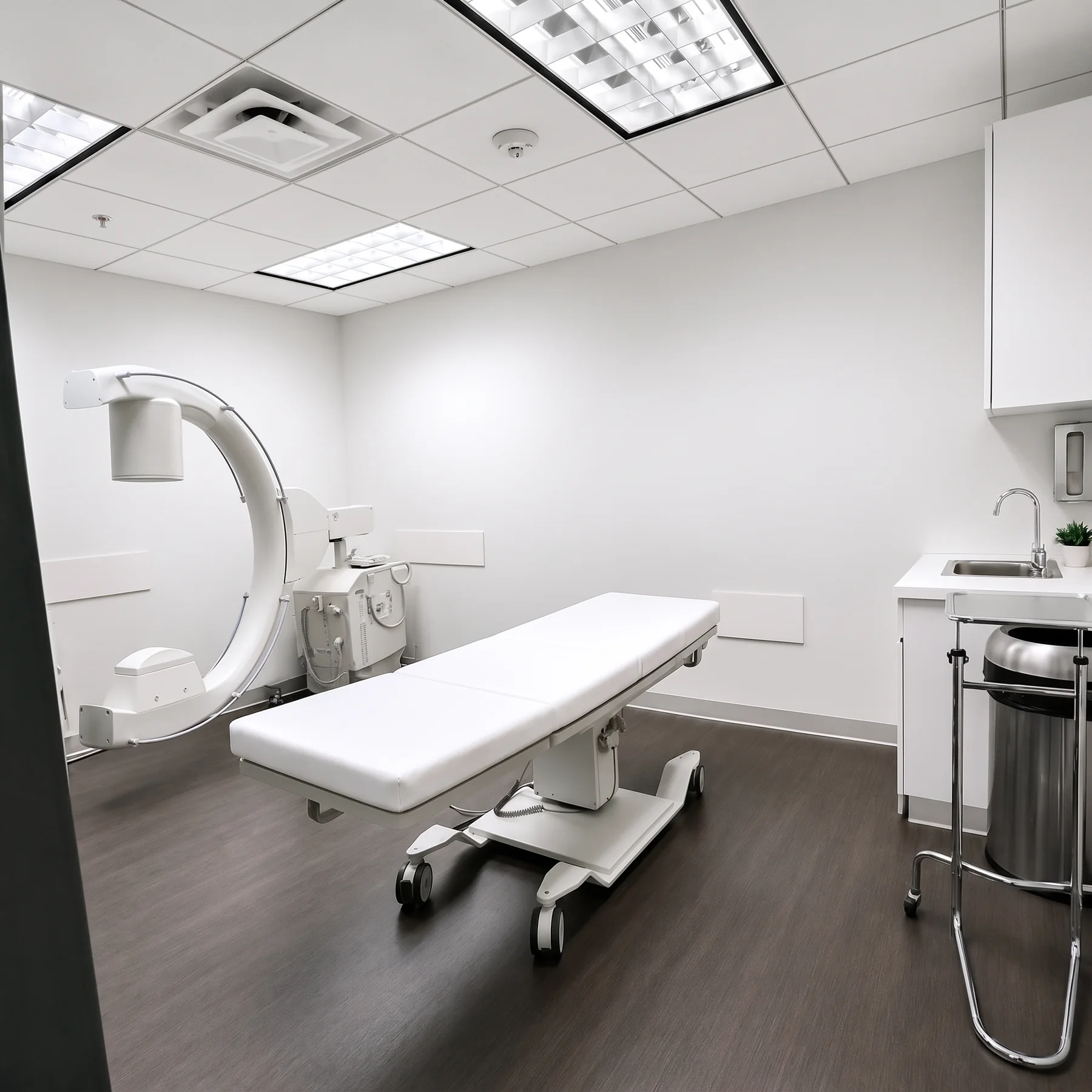 Procedure room at RegenOrthoSport with a C-arm X-ray unit beside the treatment table